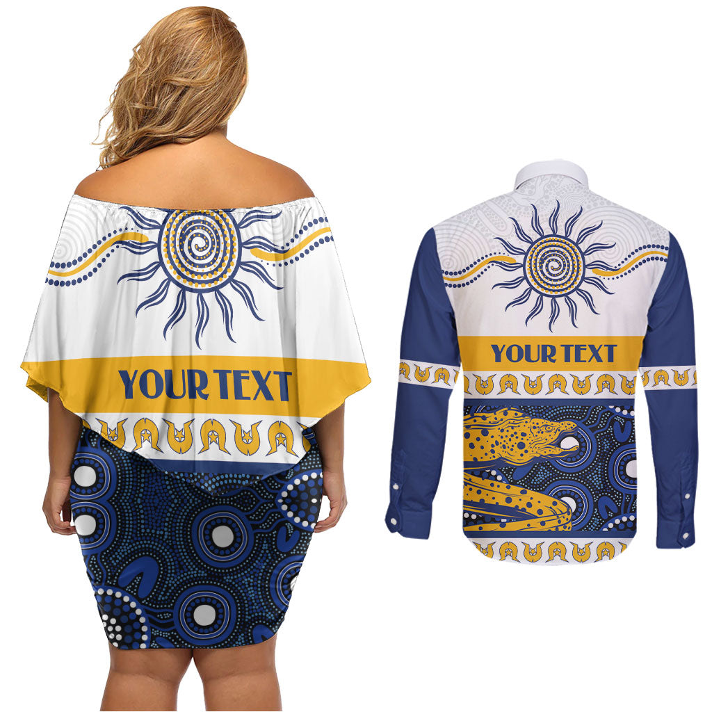 Eels NAIDOC Week Personalised Couples Matching Off Shoulder Short Dress and Long Sleeve Button Shirt Aboriginal Torres Strait Islanders Vibe