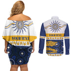 Eels NAIDOC Week Personalised Couples Matching Off Shoulder Short Dress and Long Sleeve Button Shirt Aboriginal Torres Strait Islanders Vibe