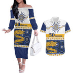Eels NAIDOC Week Personalised Couples Matching Off The Shoulder Long Sleeve Dress and Hawaiian Shirt Aboriginal Torres Strait Islanders Vibe
