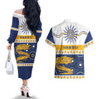 Eels NAIDOC Week Personalised Couples Matching Off The Shoulder Long Sleeve Dress and Hawaiian Shirt Aboriginal Torres Strait Islanders Vibe
