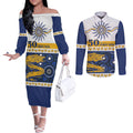 Eels NAIDOC Week Personalised Couples Matching Off The Shoulder Long Sleeve Dress and Long Sleeve Button Shirt Aboriginal Torres Strait Islanders Vibe
