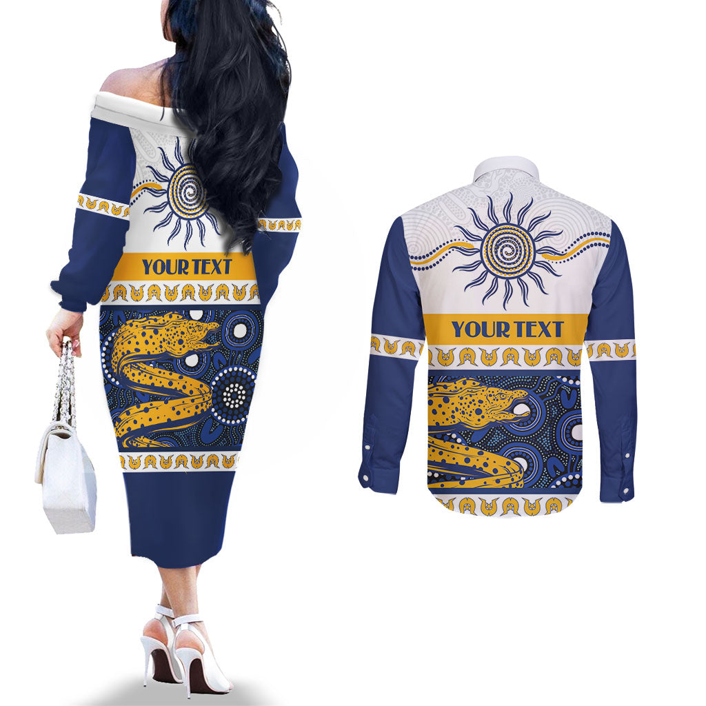 Eels NAIDOC Week Personalised Couples Matching Off The Shoulder Long Sleeve Dress and Long Sleeve Button Shirt Aboriginal Torres Strait Islanders Vibe