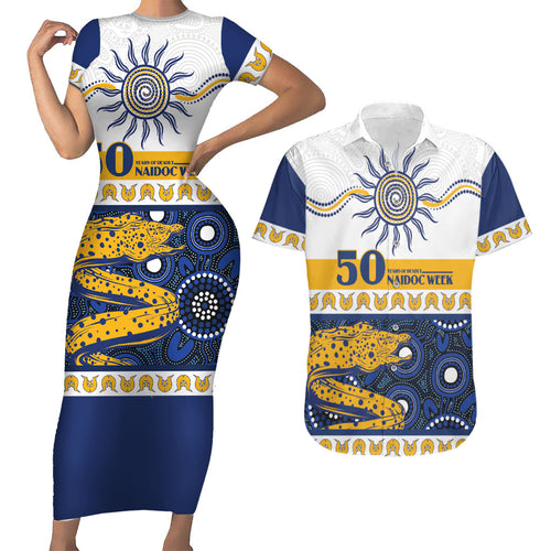 Eels NAIDOC Week Personalised Couples Matching Short Sleeve Bodycon Dress and Hawaiian Shirt Aboriginal Torres Strait Islanders Vibe