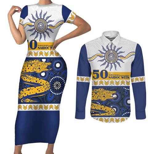 Eels NAIDOC Week Personalised Couples Matching Short Sleeve Bodycon Dress and Long Sleeve Button Shirt Aboriginal Torres Strait Islanders Vibe