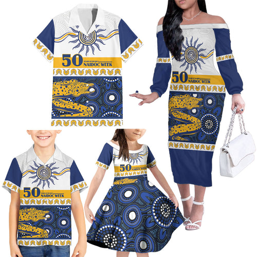 Eels NAIDOC Week Personalised Family Matching Off The Shoulder Long Sleeve Dress and Hawaiian Shirt Aboriginal Torres Strait Islanders Vibe