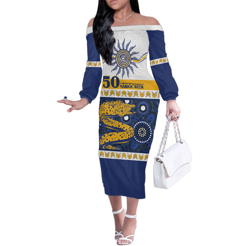 Eels NAIDOC Week Personalised Family Matching Off The Shoulder Long Sleeve Dress and Hawaiian Shirt Aboriginal Torres Strait Islanders Vibe