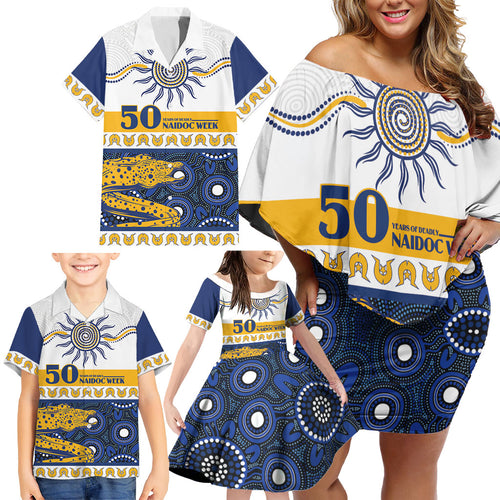 Eels NAIDOC Week Personalised Family Matching Off Shoulder Short Dress and Hawaiian Shirt Aboriginal Torres Strait Islanders Vibe