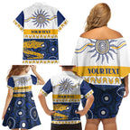 Eels NAIDOC Week Personalised Family Matching Off Shoulder Short Dress and Hawaiian Shirt Aboriginal Torres Strait Islanders Vibe