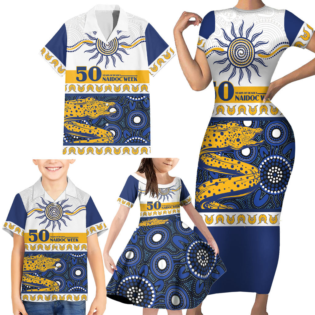 Eels NAIDOC Week Personalised Family Matching Short Sleeve Bodycon Dress and Hawaiian Shirt Aboriginal Torres Strait Islanders Vibe