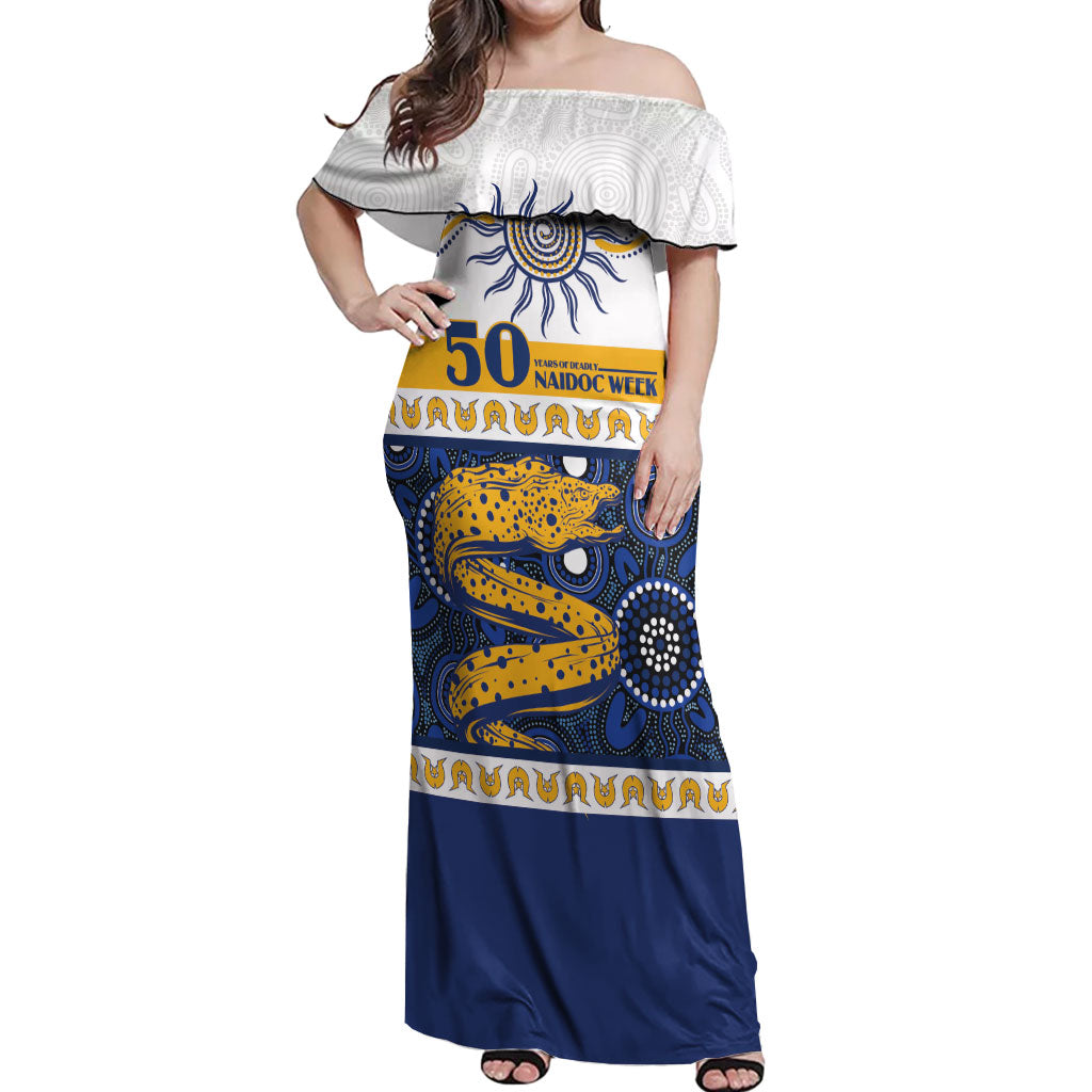 Eels NAIDOC Week Personalised Off Shoulder Maxi Dress Aboriginal Torres Strait Islanders Vibe