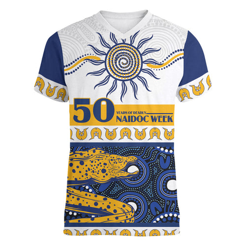 Eels NAIDOC Week Personalised Women V-Neck T-Shirt Aboriginal Torres Strait Islanders Vibe