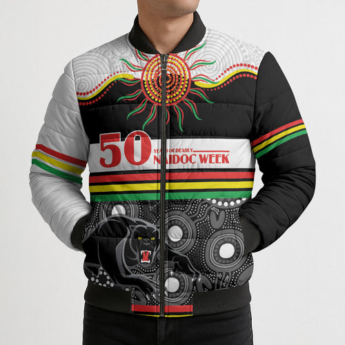 Panthers NAIDOC Week Personalised Bomber Puffer Jacket Aboriginal Torres Strait Islanders Vibe
