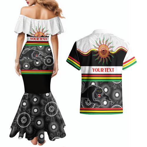 Panthers NAIDOC Week Personalised Couples Matching Mermaid Dress and Hawaiian Shirt Aboriginal Torres Strait Islanders Vibe