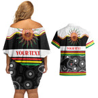 Panthers NAIDOC Week Personalised Couples Matching Off Shoulder Short Dress and Hawaiian Shirt Aboriginal Torres Strait Islanders Vibe