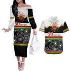 Panthers NAIDOC Week Personalised Couples Matching Off The Shoulder Long Sleeve Dress and Hawaiian Shirt Aboriginal Torres Strait Islanders Vibe