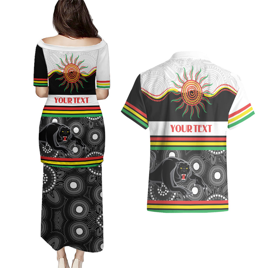 Panthers NAIDOC Week Personalised Couples Matching Puletasi and Hawaiian Shirt Aboriginal Torres Strait Islanders Vibe