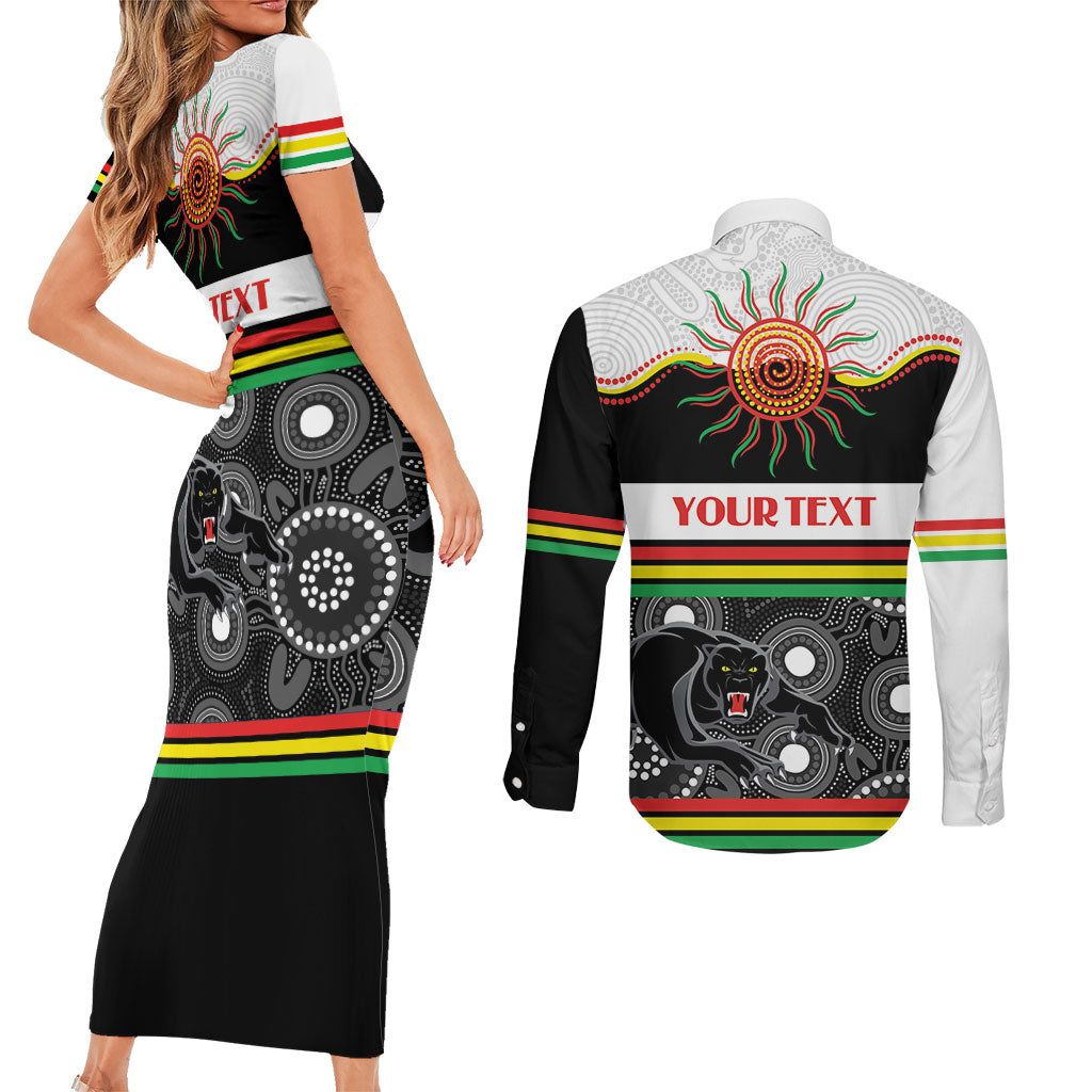 Panthers NAIDOC Week Personalised Couples Matching Short Sleeve Bodycon Dress and Long Sleeve Button Shirt Aboriginal Torres Strait Islanders Vibe