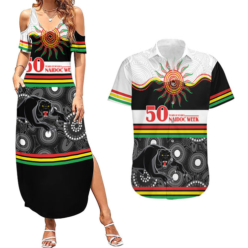 Panthers NAIDOC Week Personalised Couples Matching Summer Maxi Dress and Hawaiian Shirt Aboriginal Torres Strait Islanders Vibe