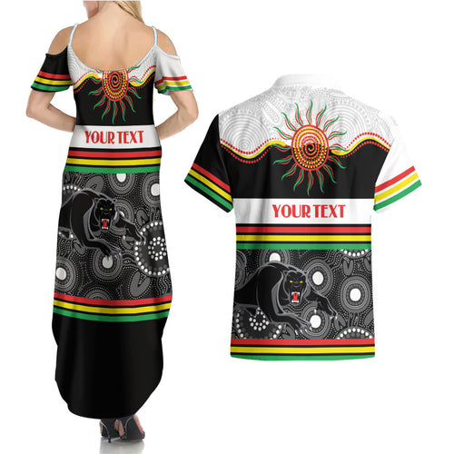 Panthers NAIDOC Week Personalised Couples Matching Summer Maxi Dress and Hawaiian Shirt Aboriginal Torres Strait Islanders Vibe