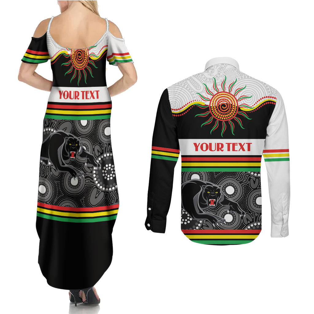 Panthers NAIDOC Week Personalised Couples Matching Summer Maxi Dress and Long Sleeve Button Shirt Aboriginal Torres Strait Islanders Vibe