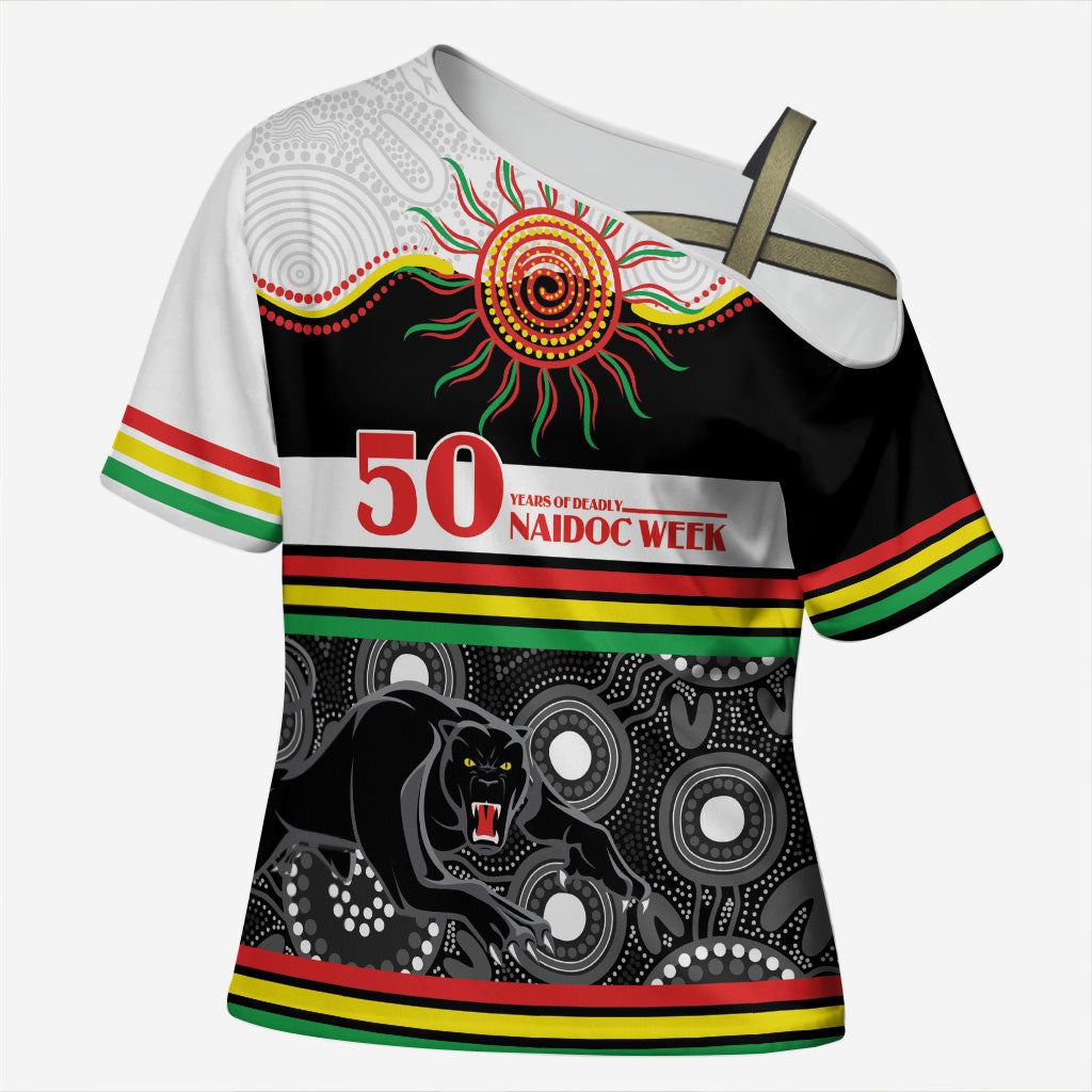 Panthers NAIDOC Week Personalised Cross Shoulder Shirt Aboriginal Torres Strait Islanders Vibe