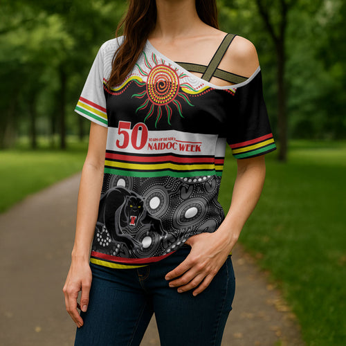 Panthers NAIDOC Week Personalised Cross Shoulder Shirt Aboriginal Torres Strait Islanders Vibe