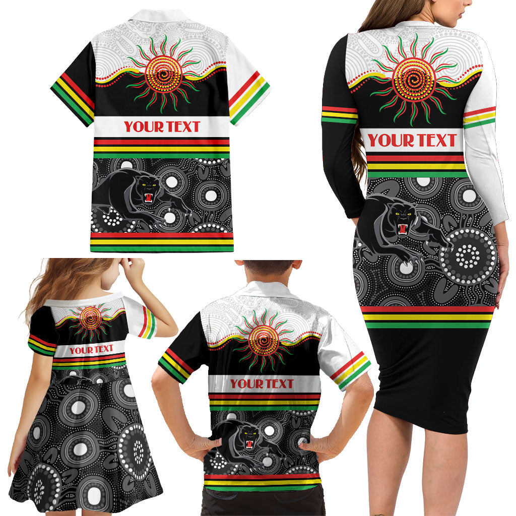 Panthers NAIDOC Week Personalised Family Matching Long Sleeve Bodycon Dress and Hawaiian Shirt Aboriginal Torres Strait Islanders Vibe