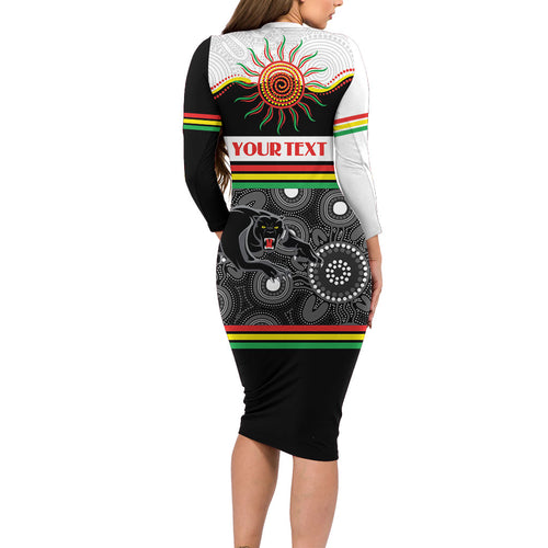 Panthers NAIDOC Week Personalised Family Matching Long Sleeve Bodycon Dress and Hawaiian Shirt Aboriginal Torres Strait Islanders Vibe