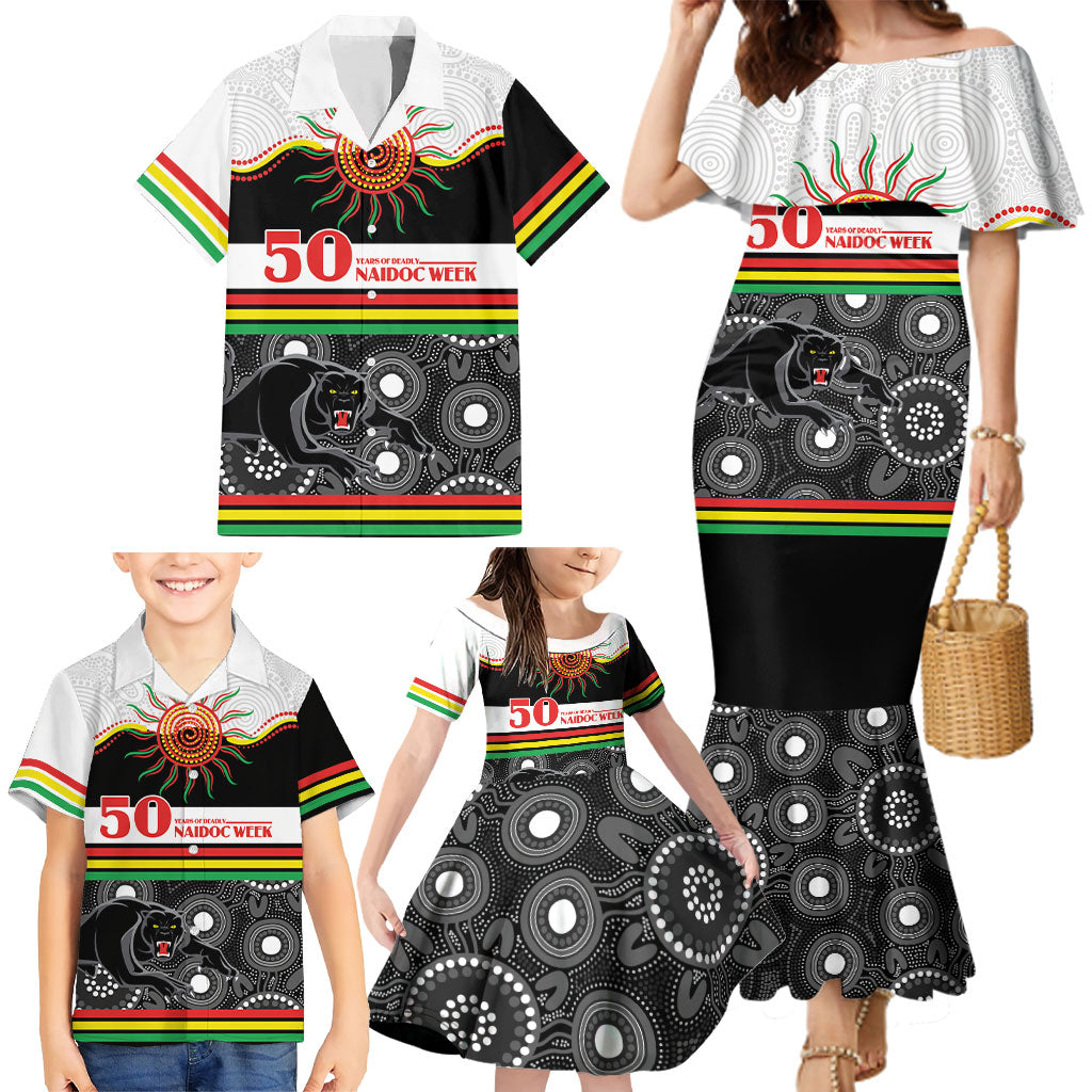 Panthers NAIDOC Week Personalised Family Matching Mermaid Dress and Hawaiian Shirt Aboriginal Torres Strait Islanders Vibe