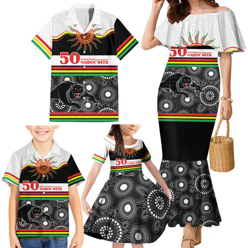 Panthers NAIDOC Week Personalised Family Matching Mermaid Dress and Hawaiian Shirt Aboriginal Torres Strait Islanders Vibe