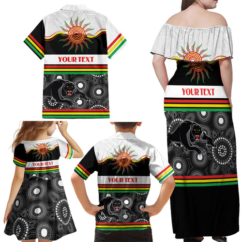 Panthers NAIDOC Week Personalised Family Matching Off Shoulder Maxi Dress and Hawaiian Shirt Aboriginal Torres Strait Islanders Vibe