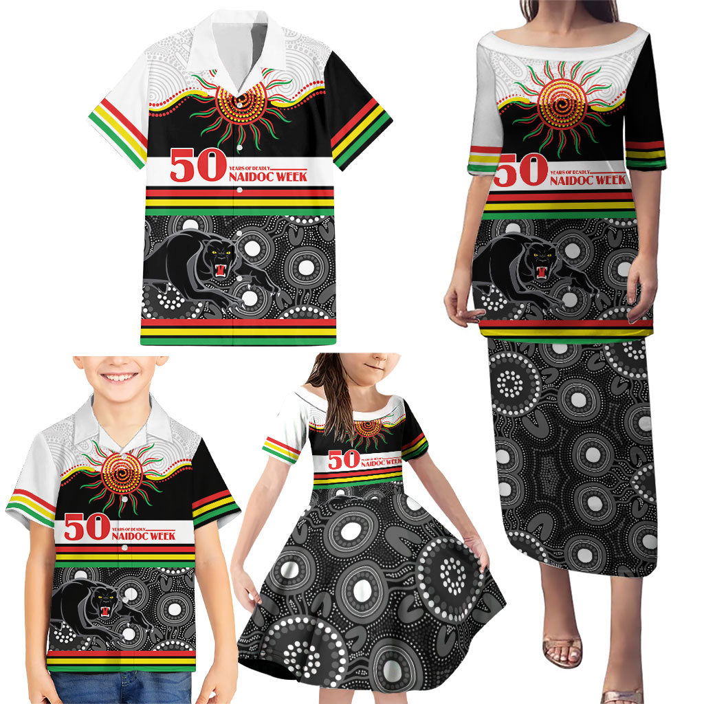 Panthers NAIDOC Week Personalised Family Matching Puletasi and Hawaiian Shirt Aboriginal Torres Strait Islanders Vibe