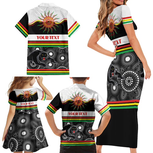 Panthers NAIDOC Week Personalised Family Matching Short Sleeve Bodycon Dress and Hawaiian Shirt Aboriginal Torres Strait Islanders Vibe