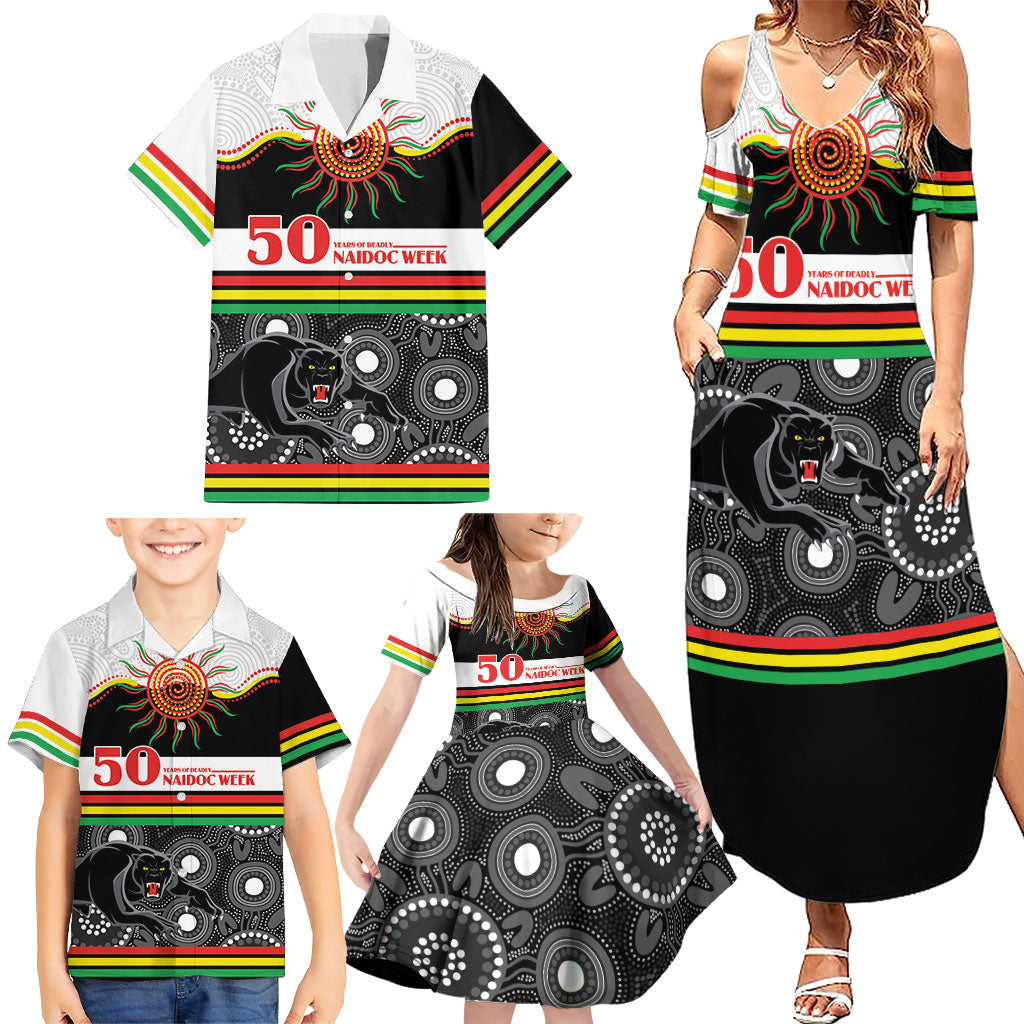 Panthers NAIDOC Week Personalised Family Matching Summer Maxi Dress and Hawaiian Shirt Aboriginal Torres Strait Islanders Vibe