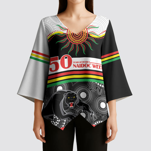 Panthers NAIDOC Week Personalised Kimono Sleeve Blouse Aboriginal Torres Strait Islanders Vibe