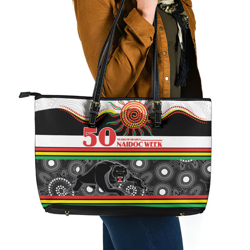 Panthers NAIDOC Week Leather Tote Bag Aboriginal Torres Strait Islanders Vibe