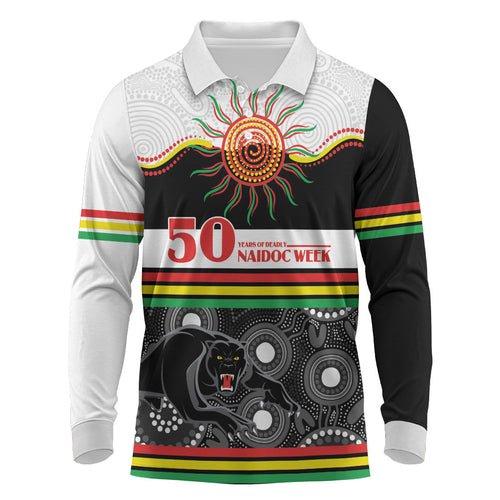 Panthers NAIDOC Week Personalised Long Sleeve Polo Shirt Aboriginal Torres Strait Islanders Vibe