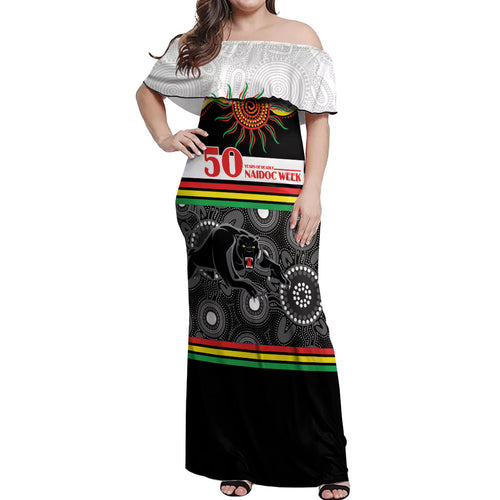 Panthers NAIDOC Week Personalised Off Shoulder Maxi Dress Aboriginal Torres Strait Islanders Vibe
