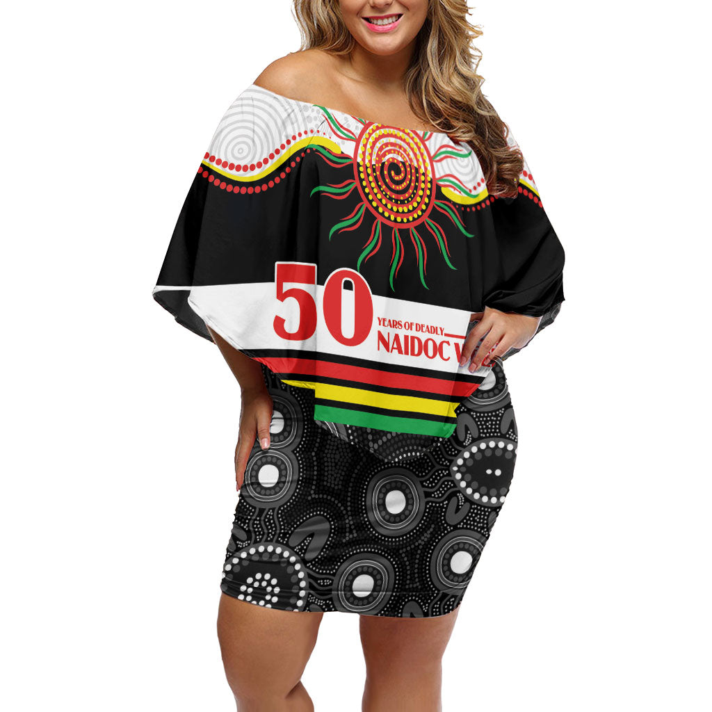 Panthers NAIDOC Week Personalised Off Shoulder Short Dress Aboriginal Torres Strait Islanders Vibe