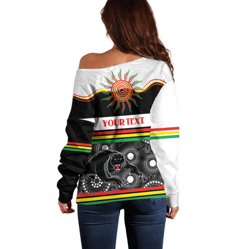 Panthers NAIDOC Week Personalised Off Shoulder Sweater Aboriginal Torres Strait Islanders Vibe