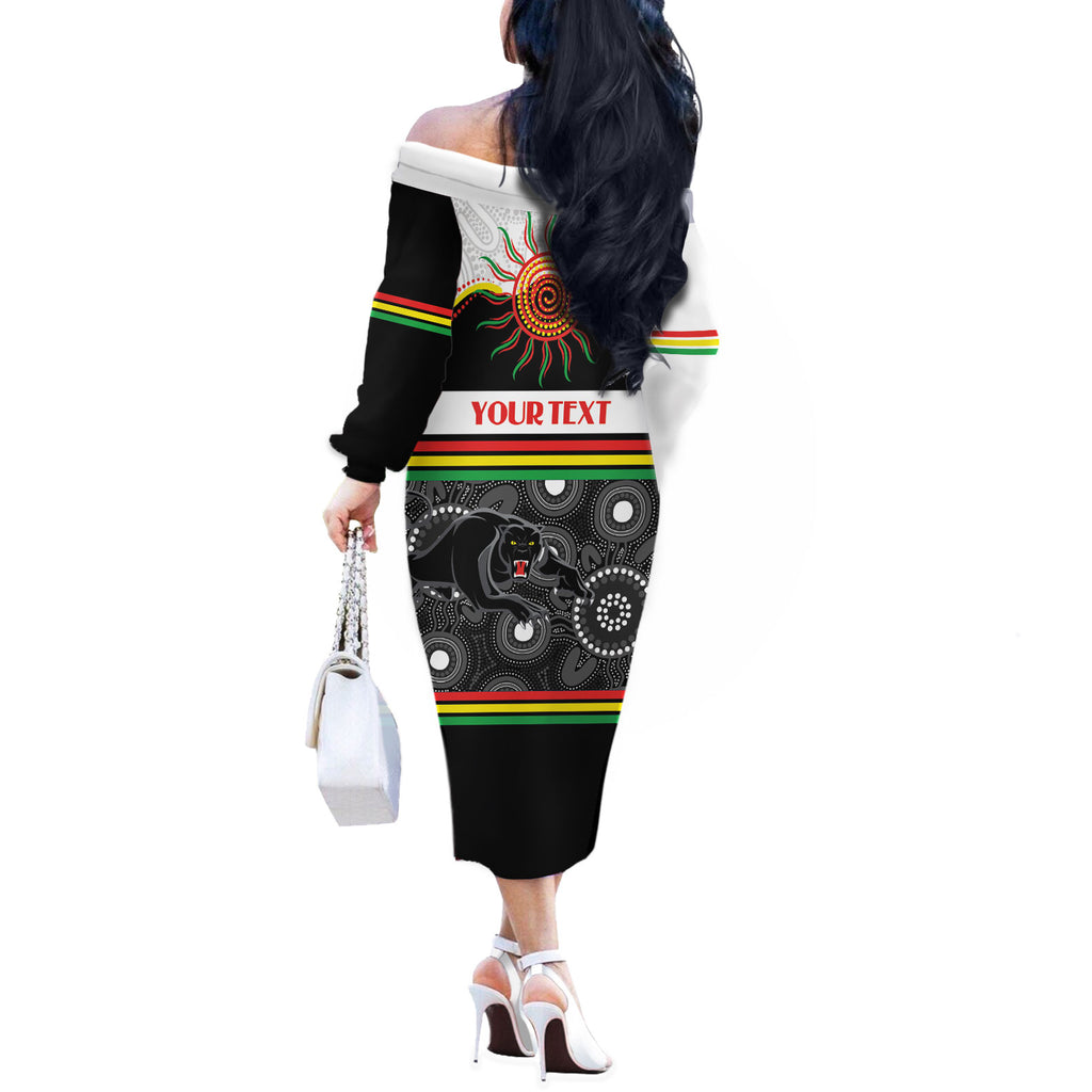 Panthers NAIDOC Week Personalised Off The Shoulder Long Sleeve Dress Aboriginal Torres Strait Islanders Vibe