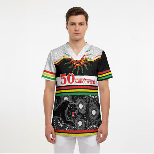 Panthers NAIDOC Week Personalised Scrub Top Aboriginal Torres Strait Islanders Vibe