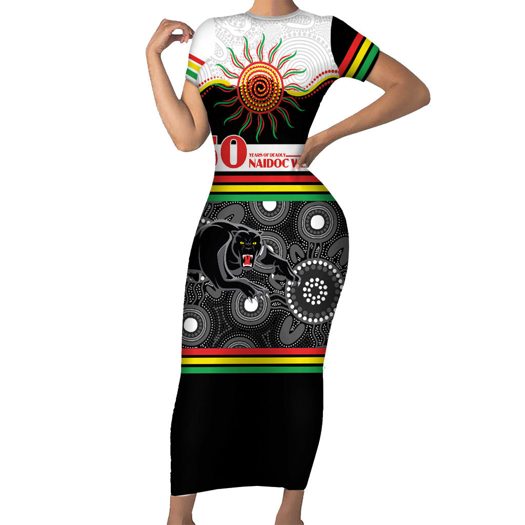 Panthers NAIDOC Week Personalised Short Sleeve Bodycon Dress Aboriginal Torres Strait Islanders Vibe
