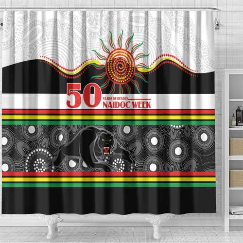 Panthers NAIDOC Week Shower Curtain Aboriginal Torres Strait Islanders Vibe
