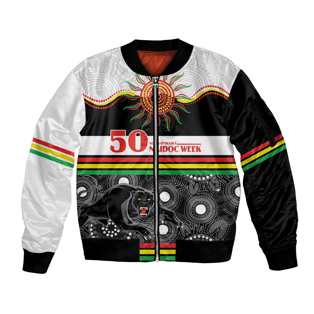 Panthers NAIDOC Week Personalised Sleeve Zip Bomber Jacket Aboriginal Torres Strait Islanders Vibe