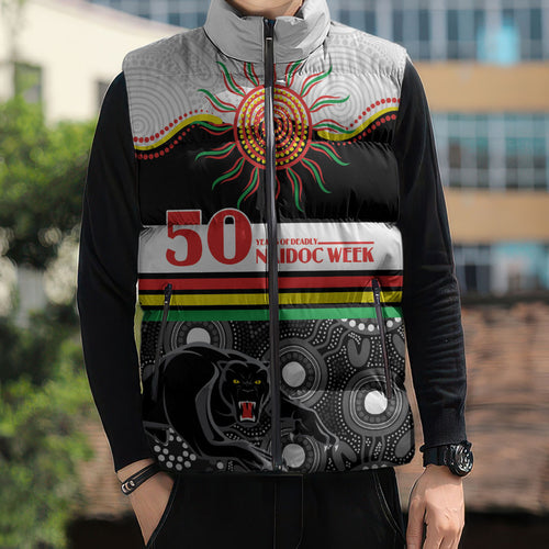 Panthers NAIDOC Week Personalised Sleeveless Puffer Jacket Aboriginal Torres Strait Islanders Vibe