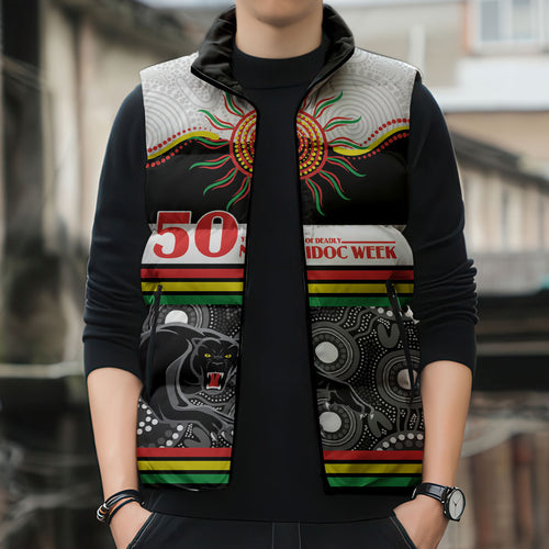 Panthers NAIDOC Week Personalised Sleeveless Puffer Jacket Aboriginal Torres Strait Islanders Vibe