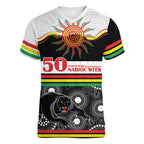 Panthers NAIDOC Week Personalised Women V-Neck T-Shirt Aboriginal Torres Strait Islanders Vibe