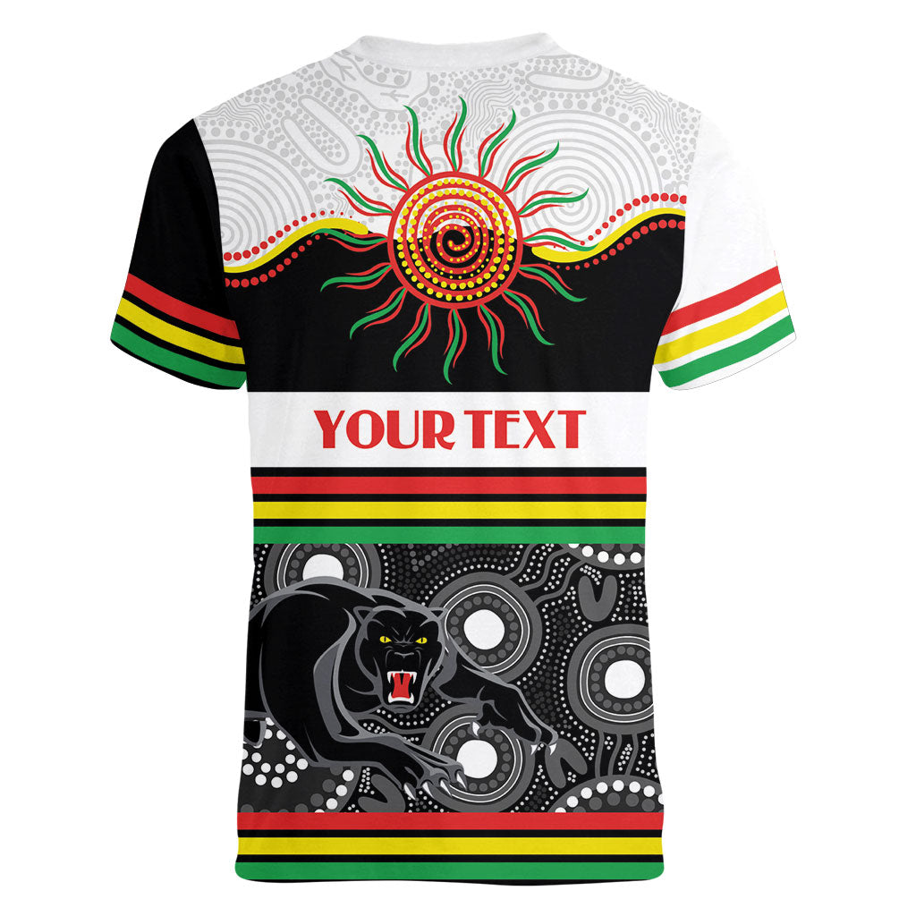 Panthers NAIDOC Week Personalised Women V-Neck T-Shirt Aboriginal Torres Strait Islanders Vibe