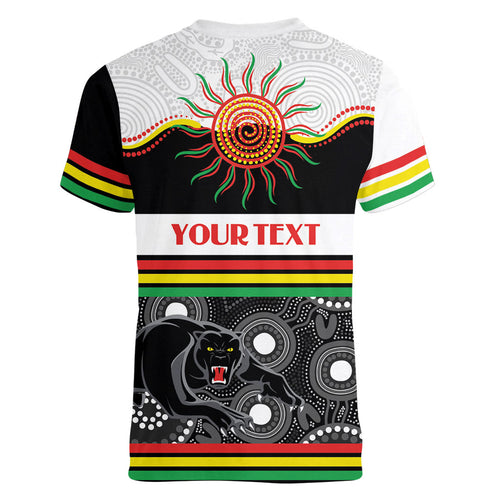 Panthers NAIDOC Week Personalised Women V-Neck T-Shirt Aboriginal Torres Strait Islanders Vibe